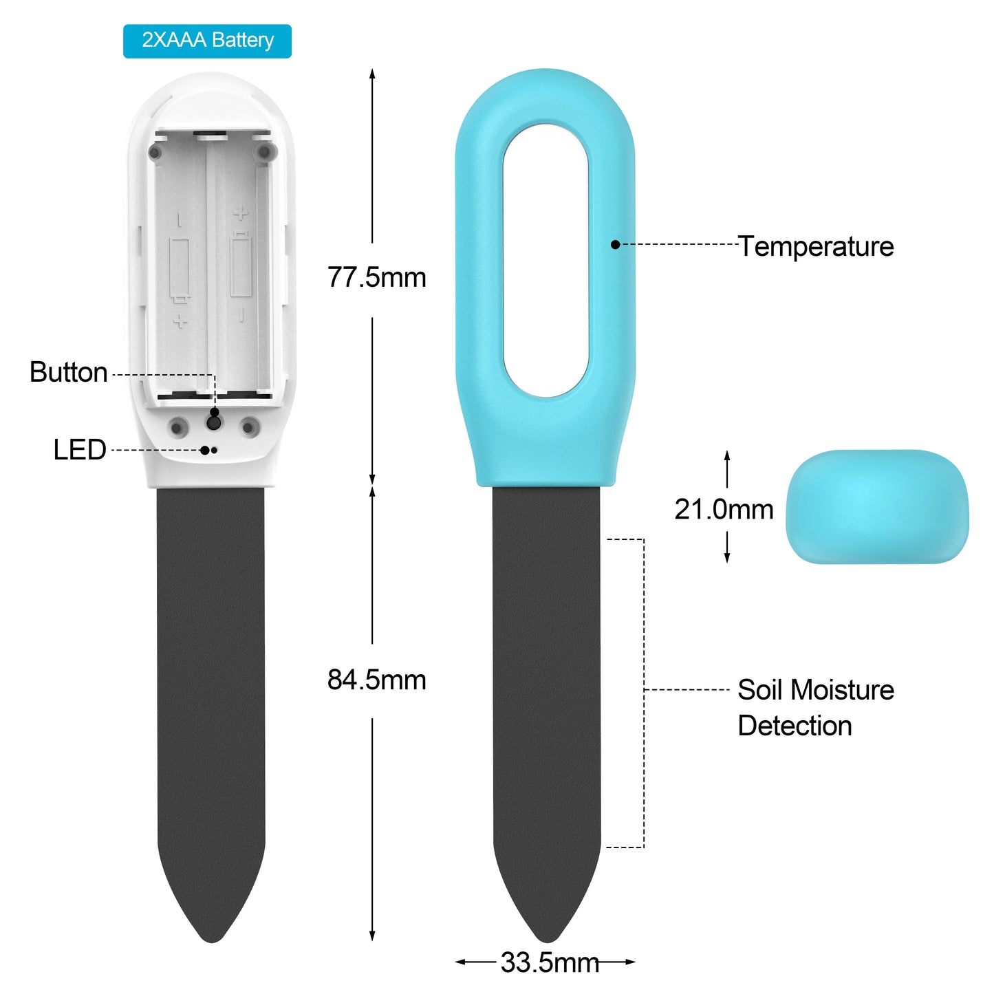 Smart Wireless Battery-Powered Soil Sensor – Monitor Temperature, Humidity & Moisture