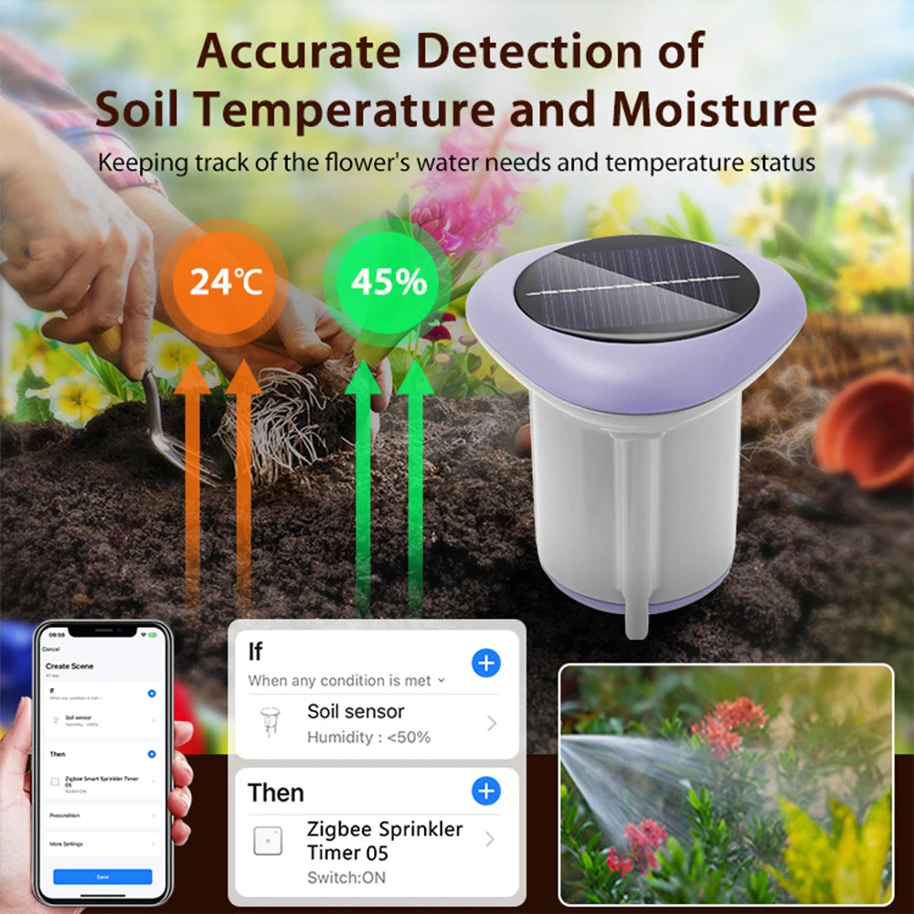 Smart Wireless Solar-Powered Soil Sensor – Monitor Temperature, Humidity & Moisture